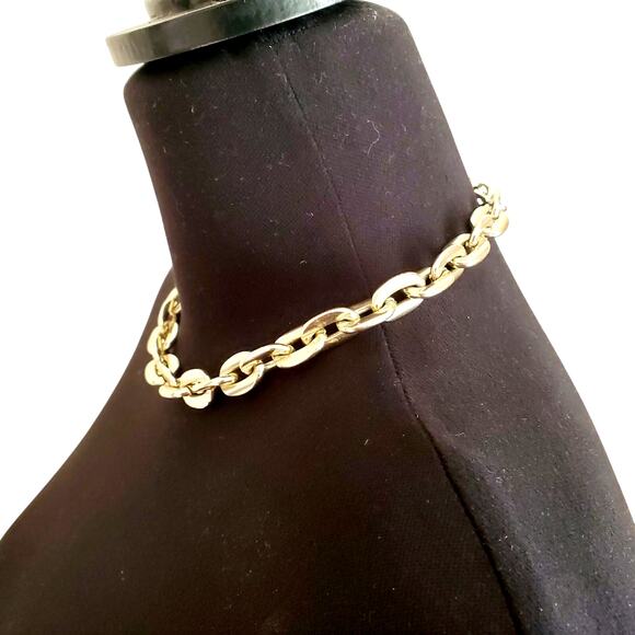 Vintage West Germany Pale Gold Tone Chunky Link Chain Statement Necklace Retro - Picture 9 of 9